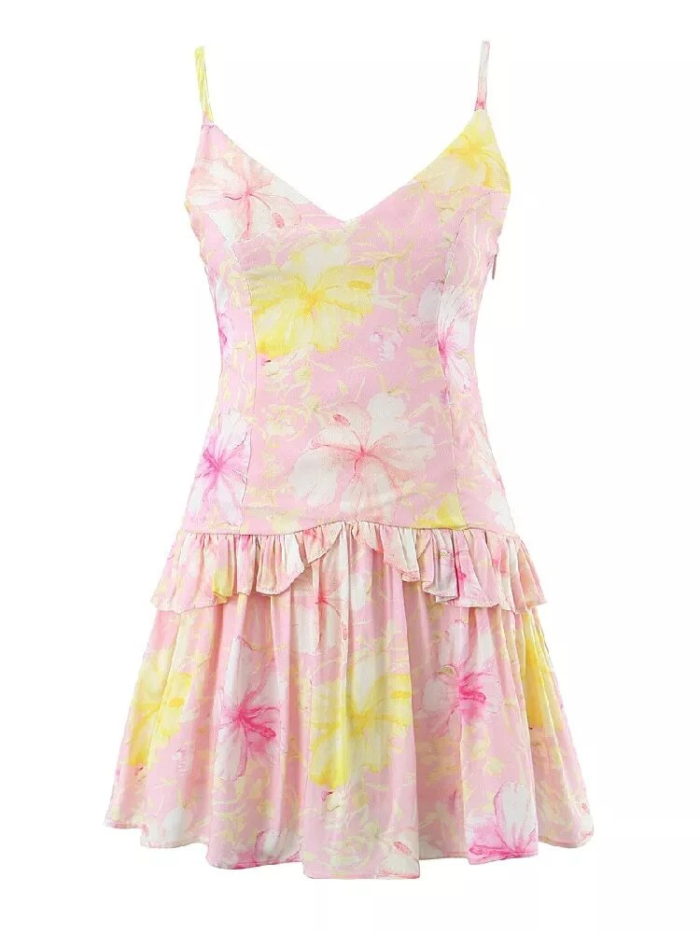 Bloggers favs shop liropolla-0 Pink Floral Sleeveless Mini Dress