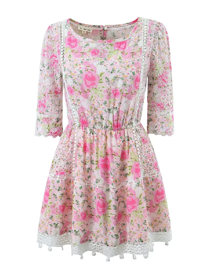 Bloggers favs shop liropolla-0 Floral Short Sleeve Mini Dress
